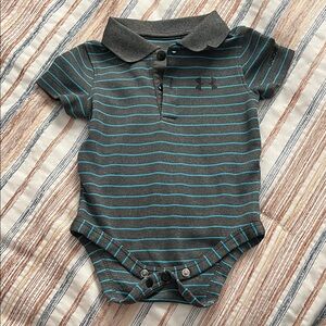 Under Armour Gray and Blue Striped Baby Polo Onesie